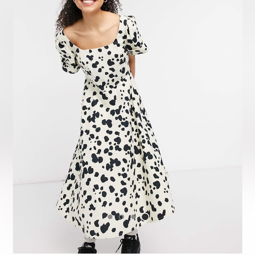 Cow Print Polka Dot Midi Dress